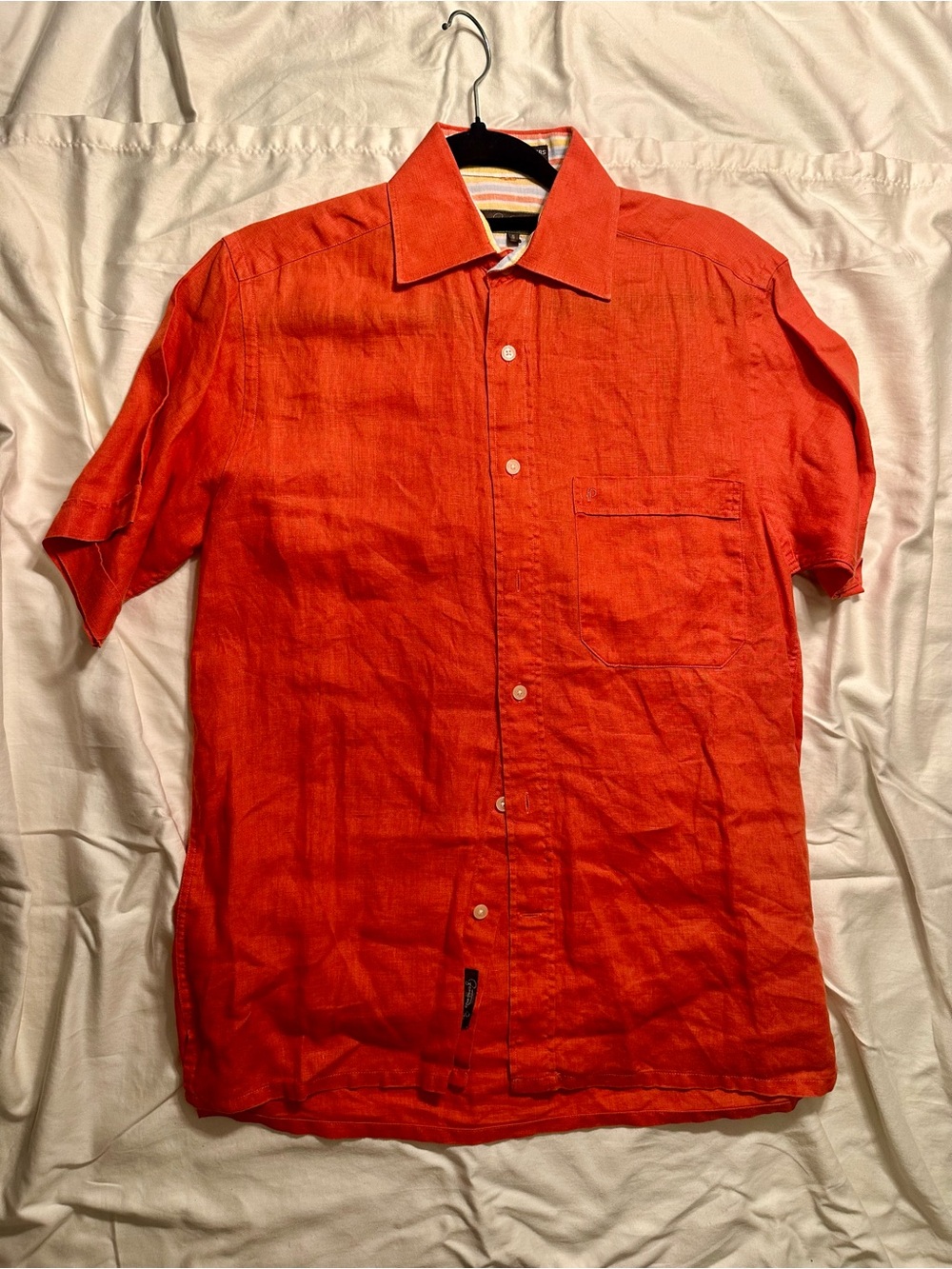 Masters Short-Sleeve Button-Down Shirt in Orange